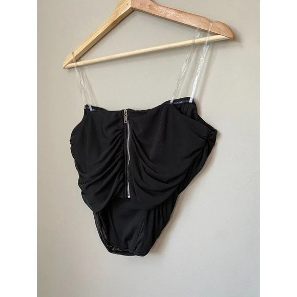 BRAND NEW Steve Madden Women's Size Large Dahlia Corset Boning Zip Up Top Black - Picture 12 of 16